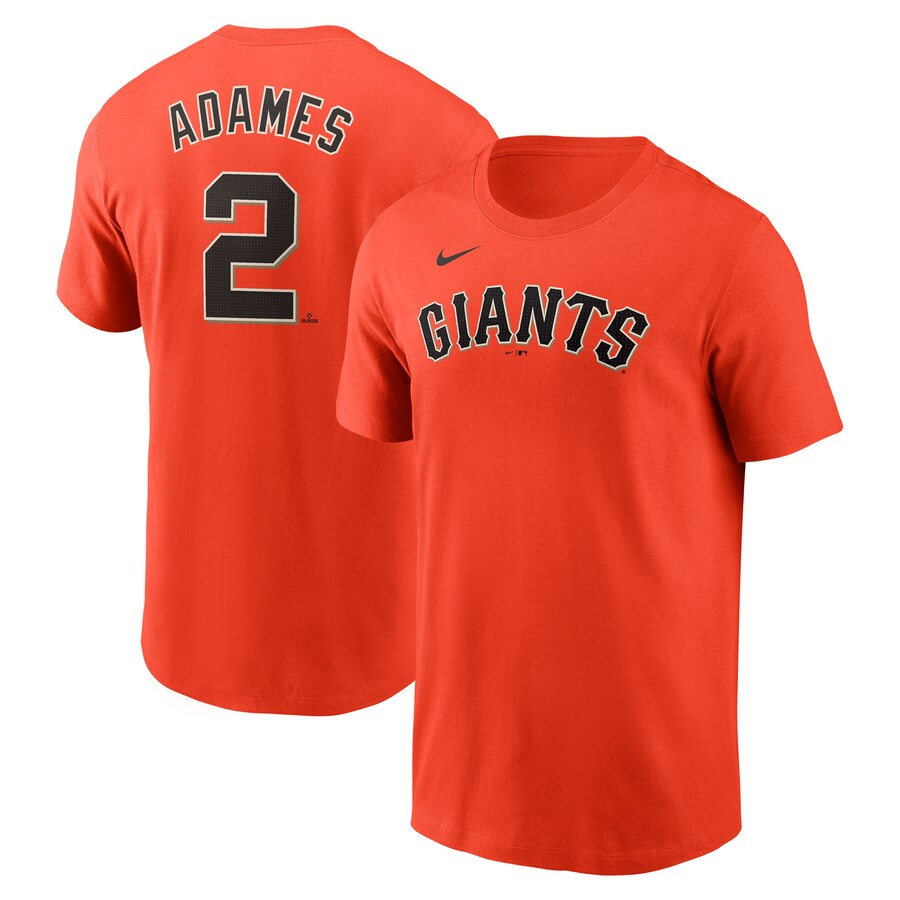 Men's San Francisco Giants Willy Adames Nike Orange Fuse Name & Number T-Shirt - Jersey