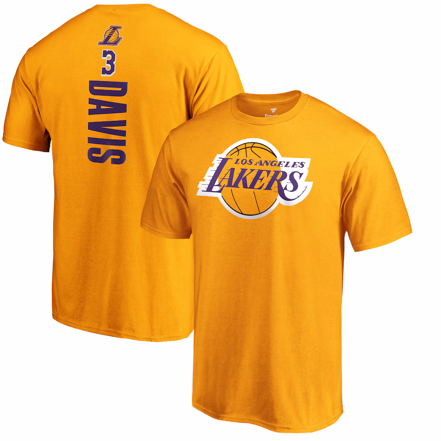 Men's Los Angeles Lakers Anthony Davis Fanatics Gold Playmaker Name & Number T-Shirt - Jersey