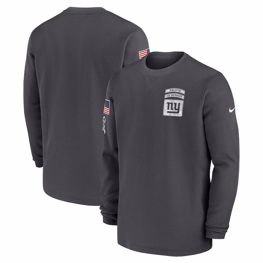 Men's New York Giants Nike Anthracite Salute To Service Edge Lockup Long Sleeve T-Shirt - Jersey