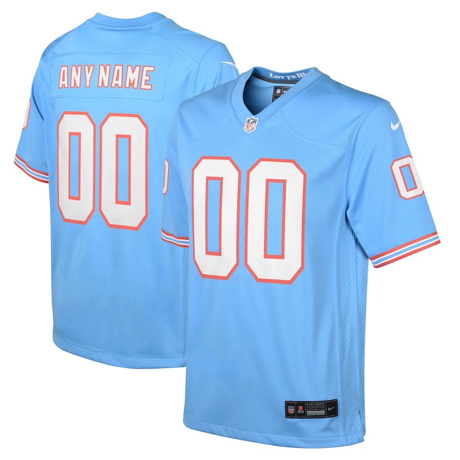 Youth Tennessee Titans Nike Light Blue Oilers Throwback Custom Game Jersey - Jersey