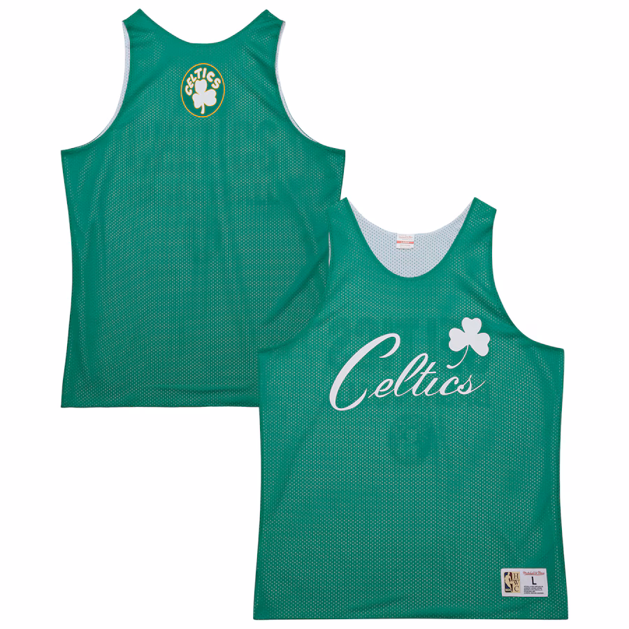Men's Boston Celtics Mitchell & Ness Kelly Green/White Hardwood Classics Reversible Mesh Practice Jersey - Jersey
