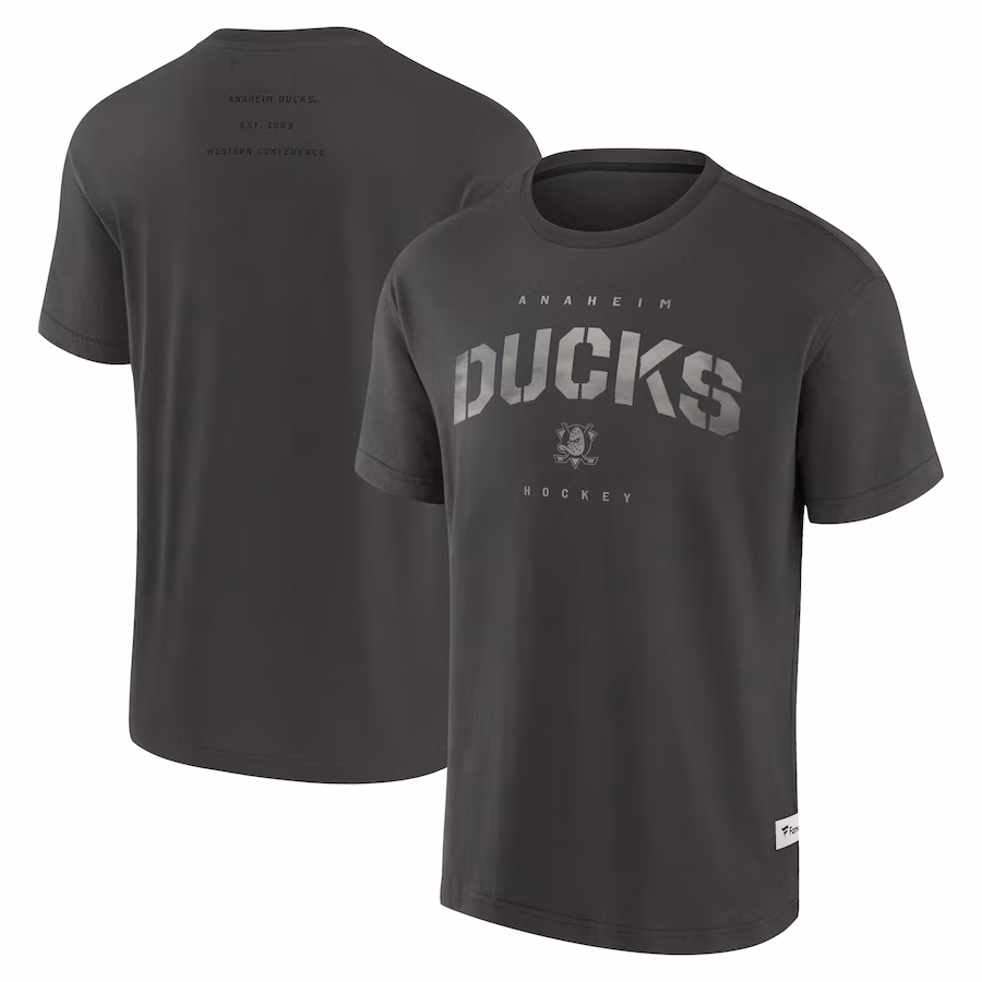 Men's Anaheim Ducks Fanatics Charcoal Elements Weathered Tonal Future Ground T-Shirt - Jersey