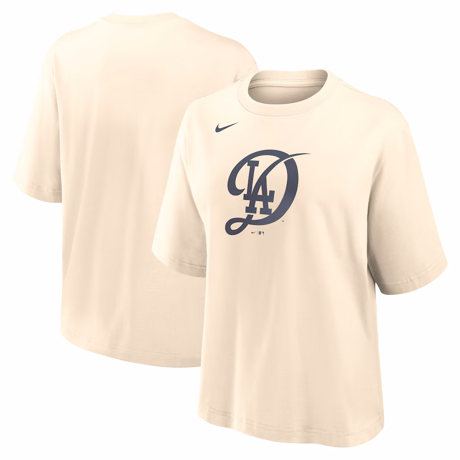 Women's Los Angeles Dodgers Nike Natural City Connect Logo Boxy T-Shirt - Jersey