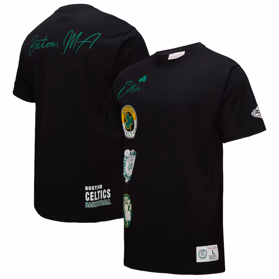 Men's Boston Celtics Black Black Out Collection Vintage Premium T-Shirt - Jersey