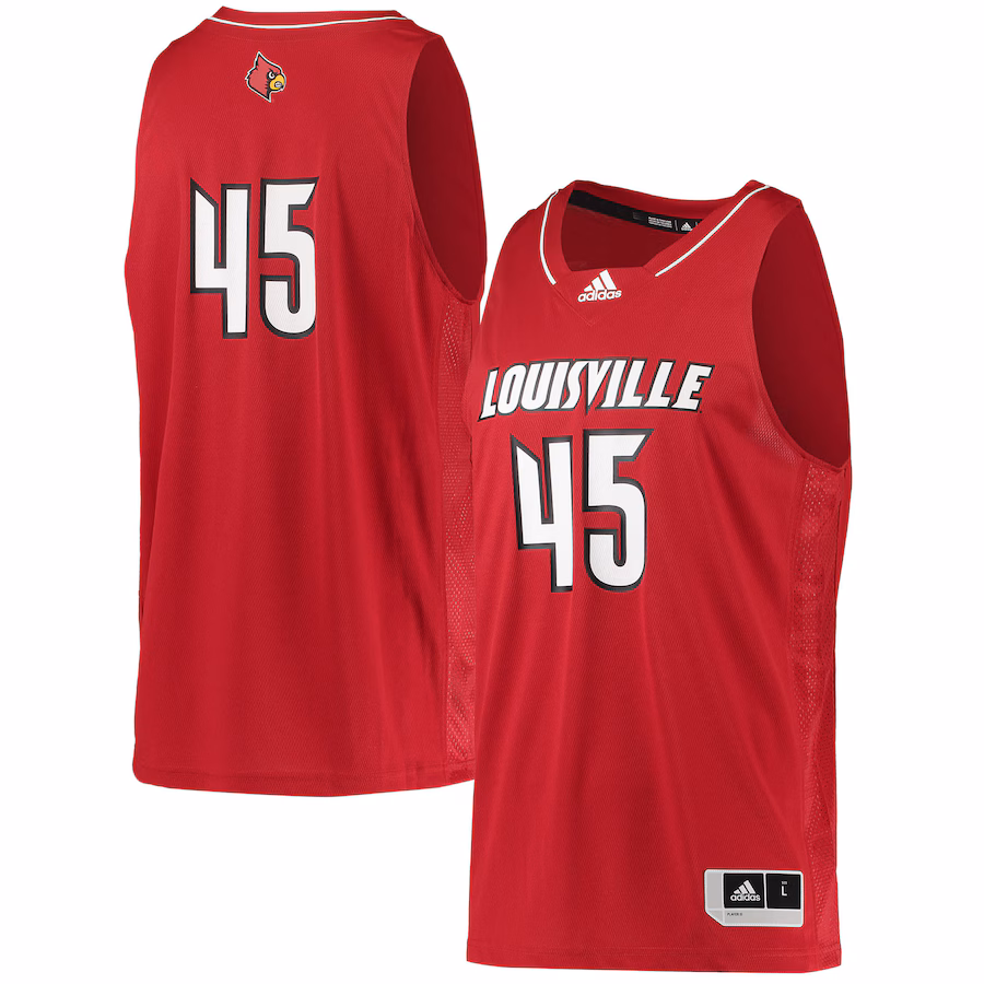 Men's adidas #45 Red Louisville Cardinals Swingman Basketball Jersey - Jersey