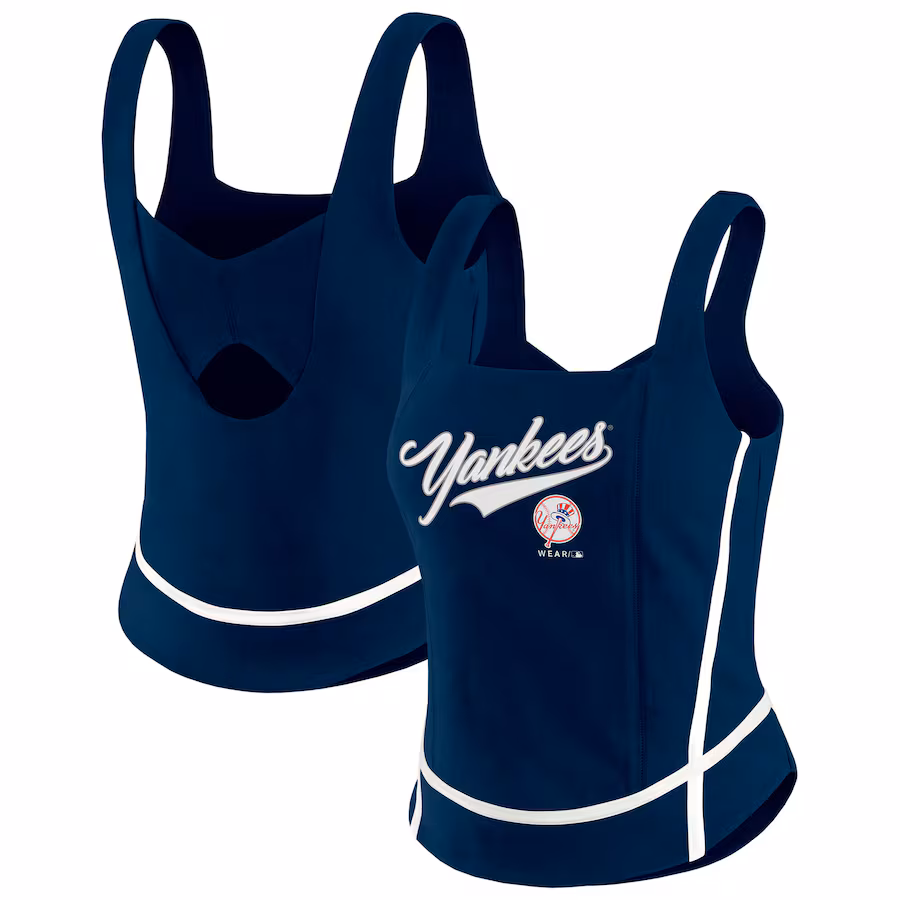 Women's New York Yankees WEAR by Erin Andrews Navy Square Neck Tank Top - Jersey