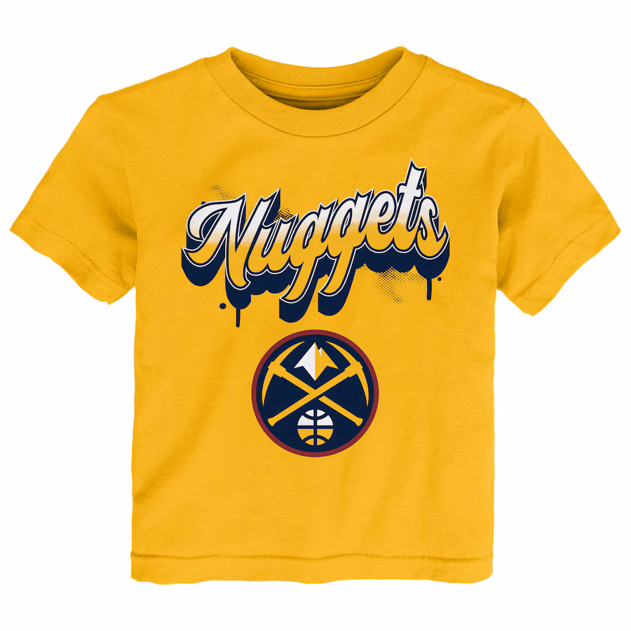 Youth Denver Nuggets  Gold Bubbly Script T-Shirt - Jersey