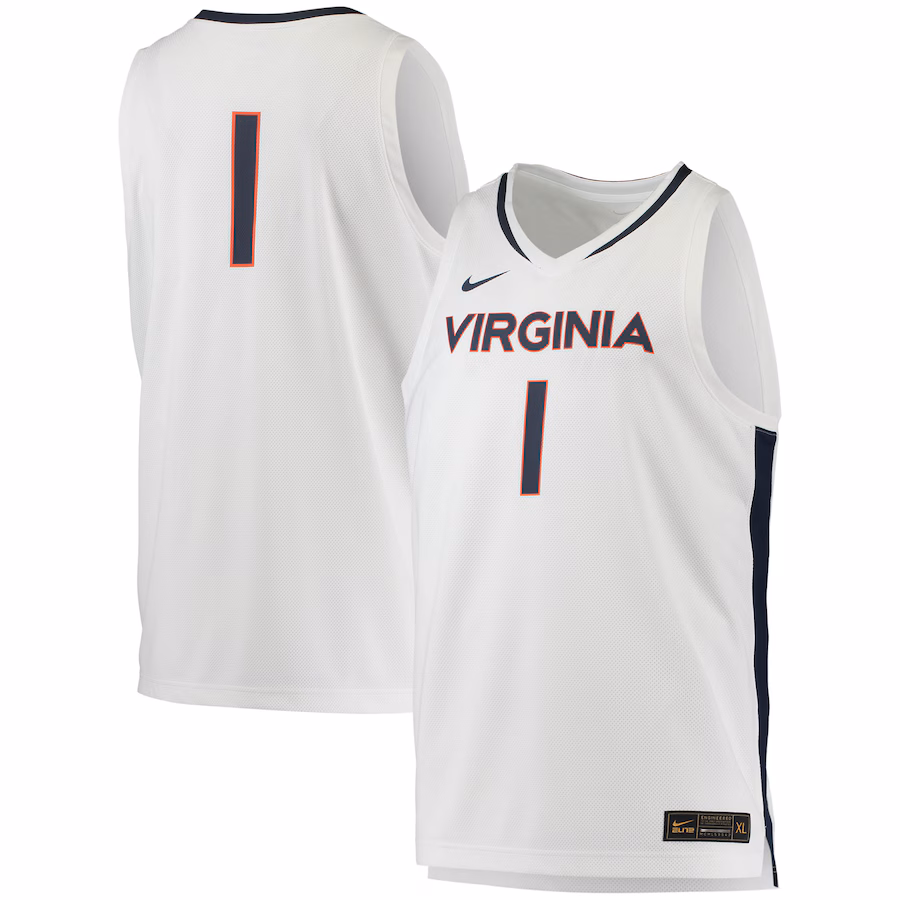 Men's Nike #1 White Virginia Cavaliers Replica Basketball Jersey - Jersey