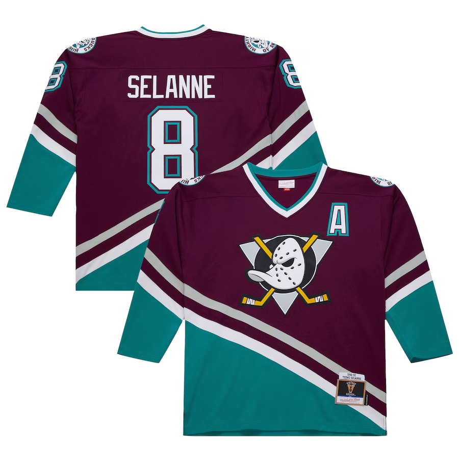 Men's Anaheim Ducks Teemu Selanne Purple 1996-97 Power Play Jersey - Jersey