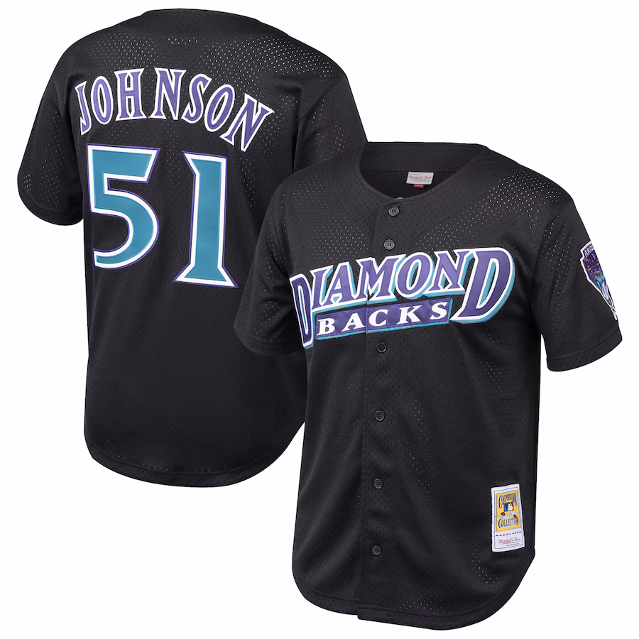 Youth Arizona Diamondbacks Randy Johnson Mitchell & Ness Black Cooperstown Collection Mesh Batting Practice Jersey - Jersey