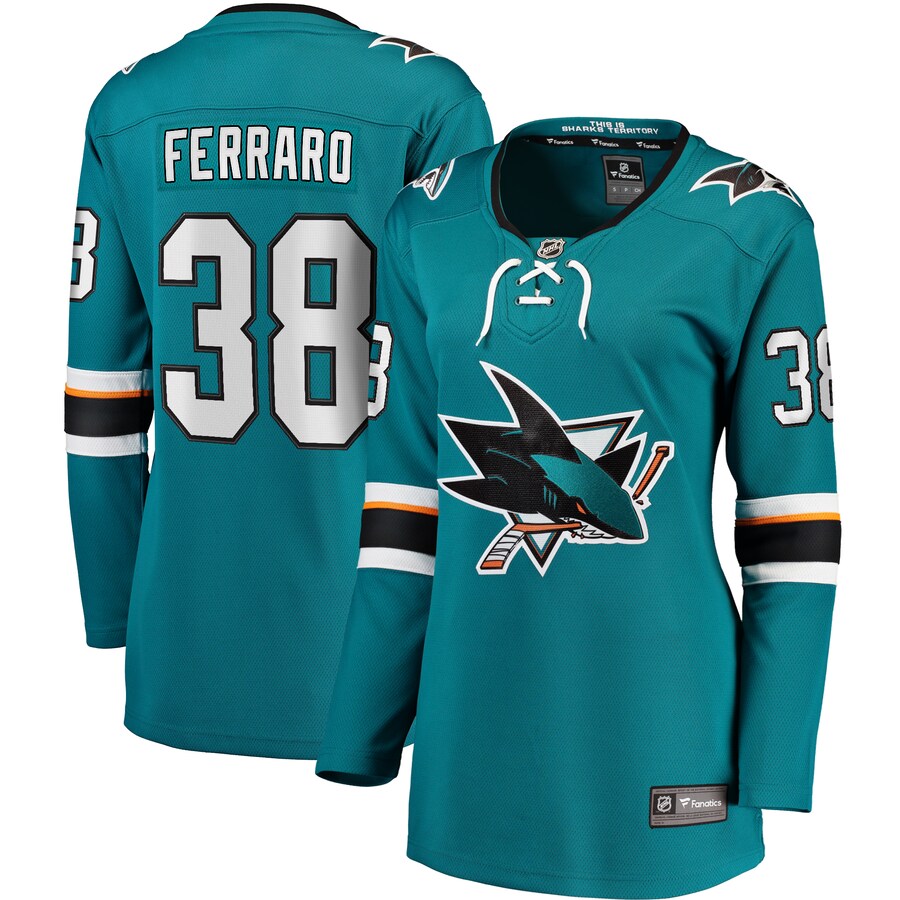 Women's San Jose Sharks Mario Ferraro Fanatics Branded Teal Home Breakaway Player Jersey - Jersey