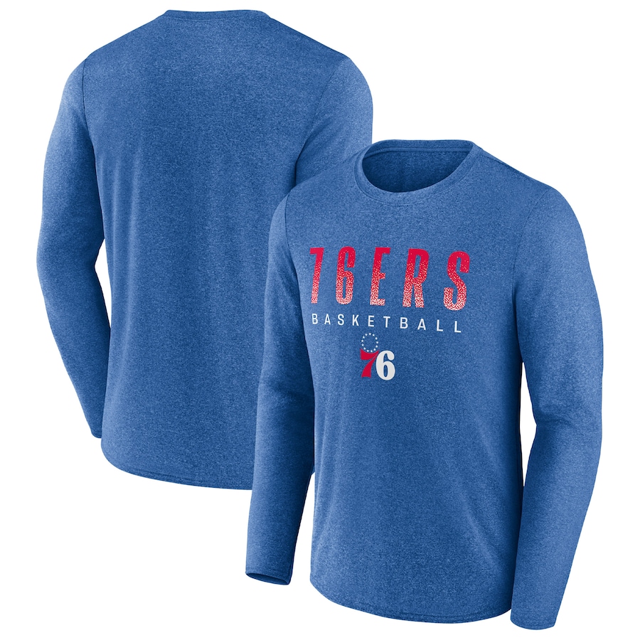 Men's Philadelphia 76ers Fanatics Heathered Royal Where Legends Play Iconic Practice Long Sleeve T-Shirt - Jersey