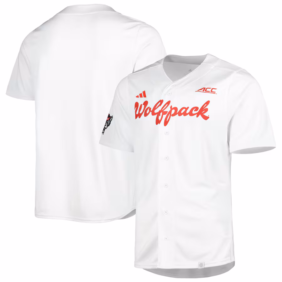 Men's adidas White NC State Wolfpack Team Baseball Jersey - Jersey