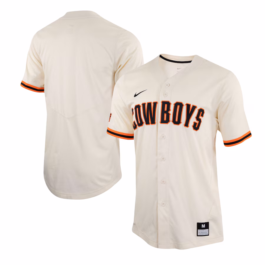 Men's Nike Cream Oklahoma State Cowboys Replica Baseball Jersey - Jersey