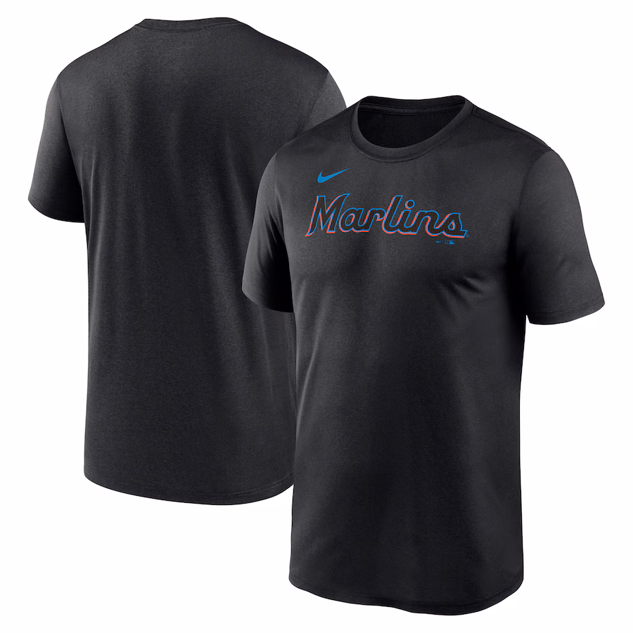Men's Miami Marlins Nike Black Legend Fuse Wordmark T-Shirt - Jersey