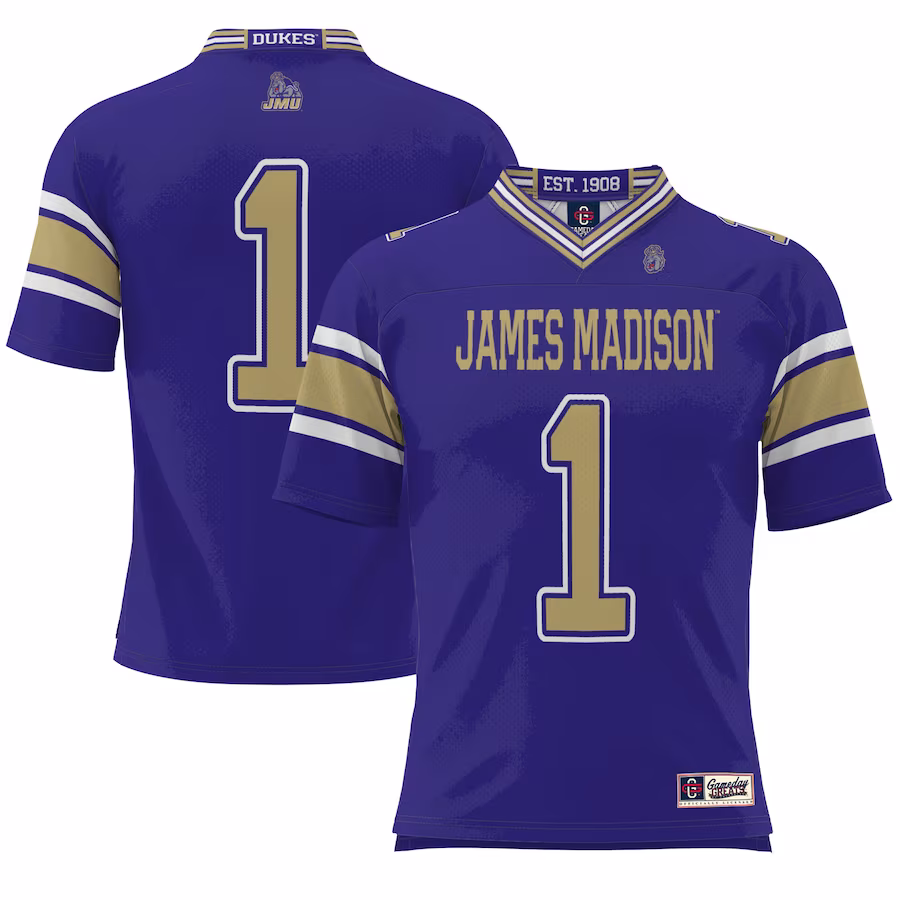 #1 James Madison Dukes GameDay Greats Youth Endzone Football Jersey - Purple - Jersey