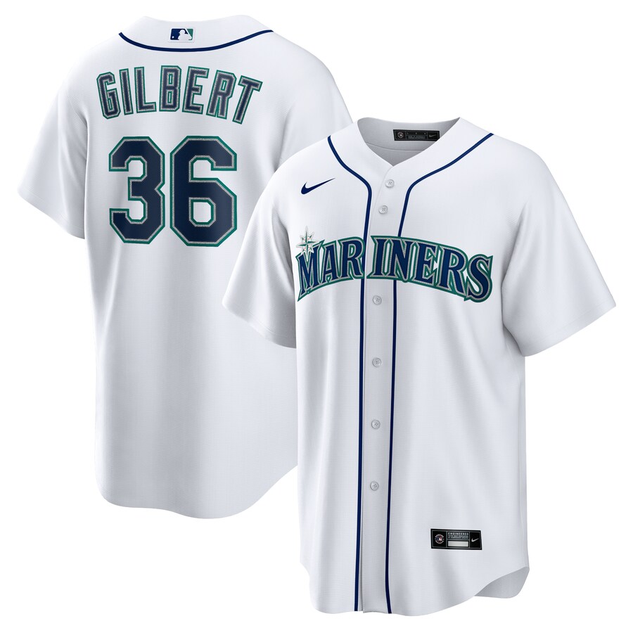 Men's Seattle Mariners Logan Gilbert Nike White Home Replica Jersey - Jersey