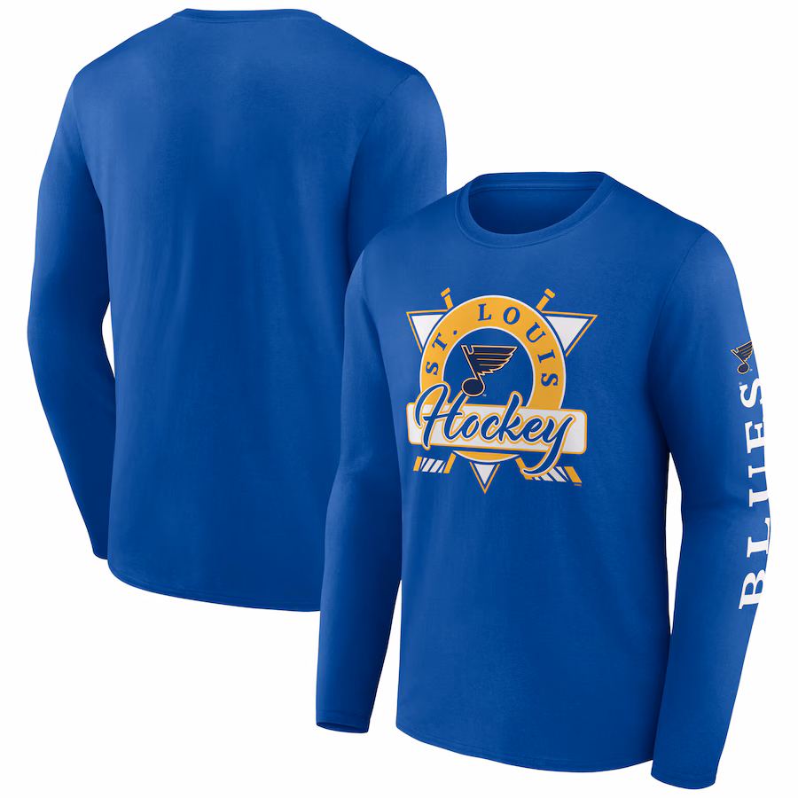 Men's St. Louis Blues Fanatics Blue Rinkside Long Sleeve T-Shirt - Jersey