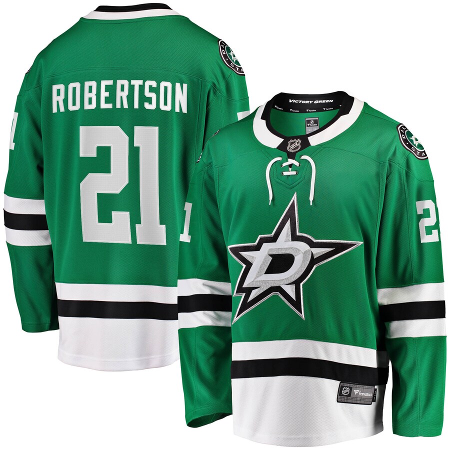Men's Dallas Stars Jason Robertson Fanatics Branded Kelly Green 2017/18 Home Breakaway Replica Jersey - Jersey