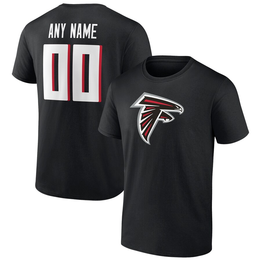 Men's Atlanta Falcons Black Team Authentic Personalized Name & Number T-Shirt - Jersey