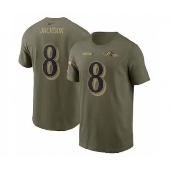 Men's Baltimore Ravens Lamar Jackson Football Camo 2021 Salute To Service Name & Number T-Shirt - Jersey