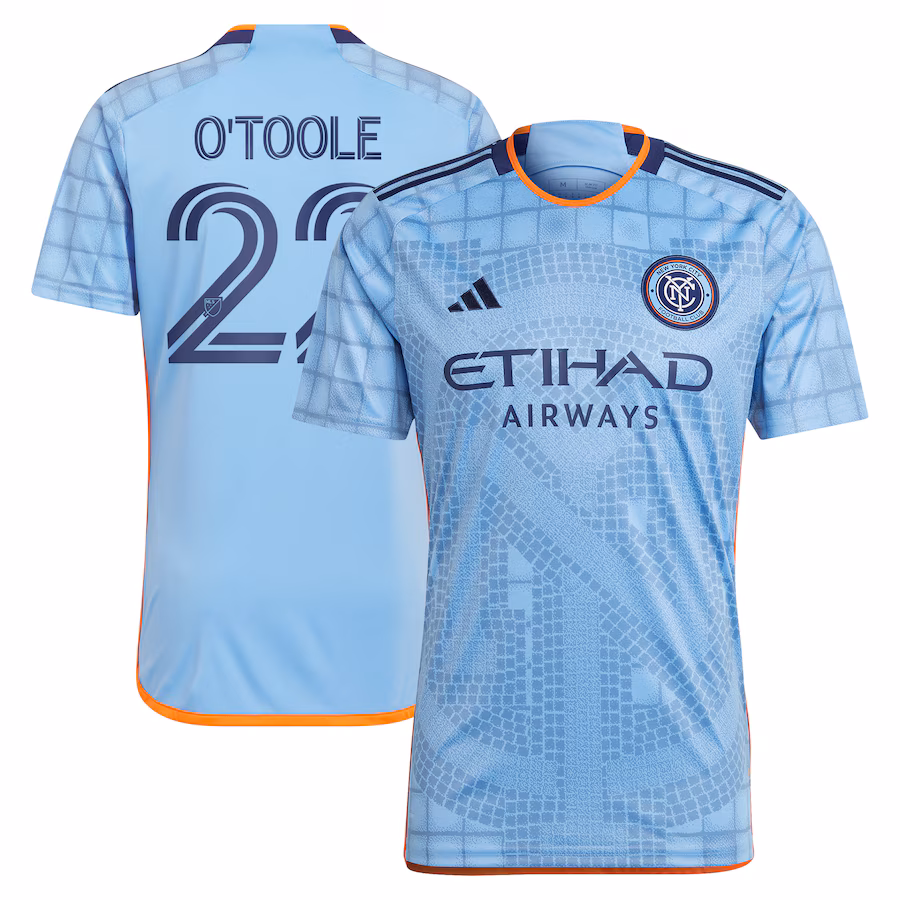 Men's New York City FC Kevin O'Toole adidas Light Blue 2024 The Interboro Kit Replica Player Jersey - Jersey