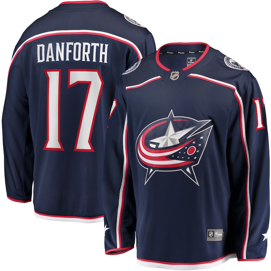 Men's Columbus Blue Jackets Justin Danforth Fanatics Navy Home Breakaway Player Jersey - Jersey