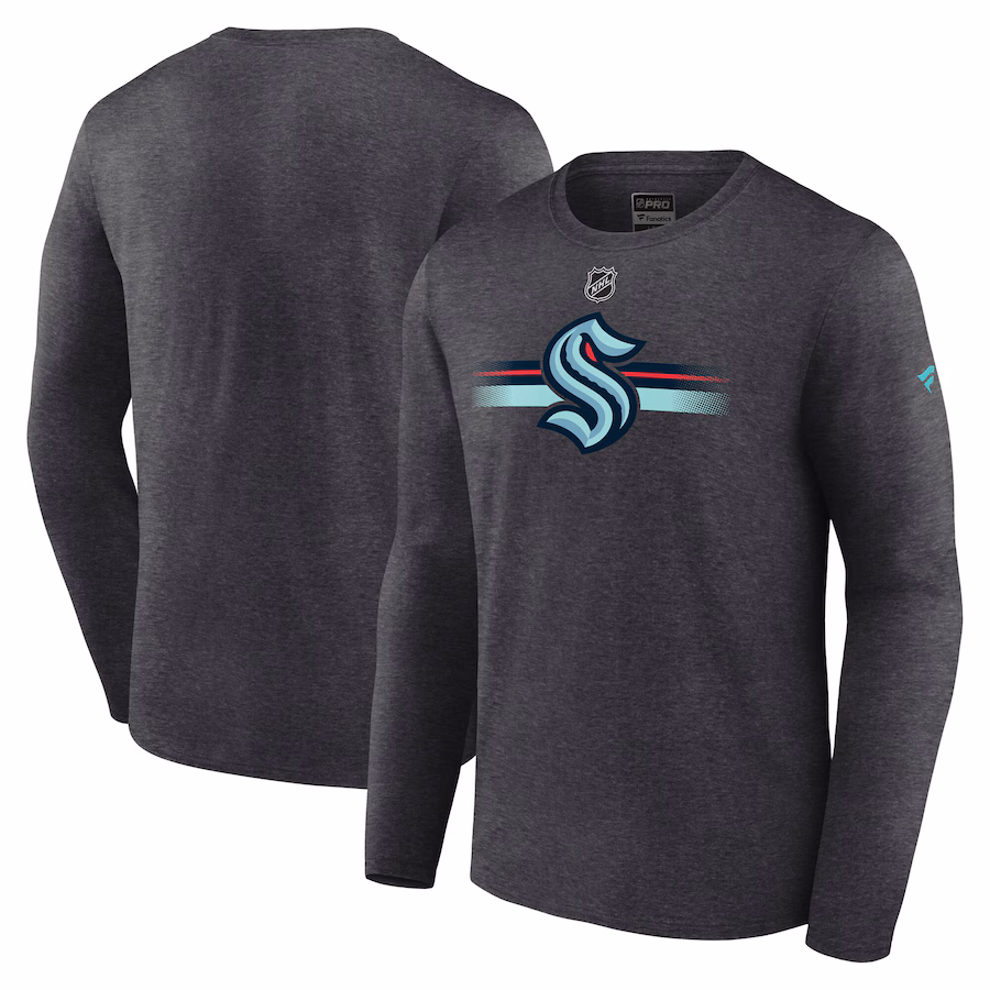 Men's Seattle Kraken Fanatics Heather Charcoal Authentic Pro Secondary Long Sleeve T-Shirt - Jersey