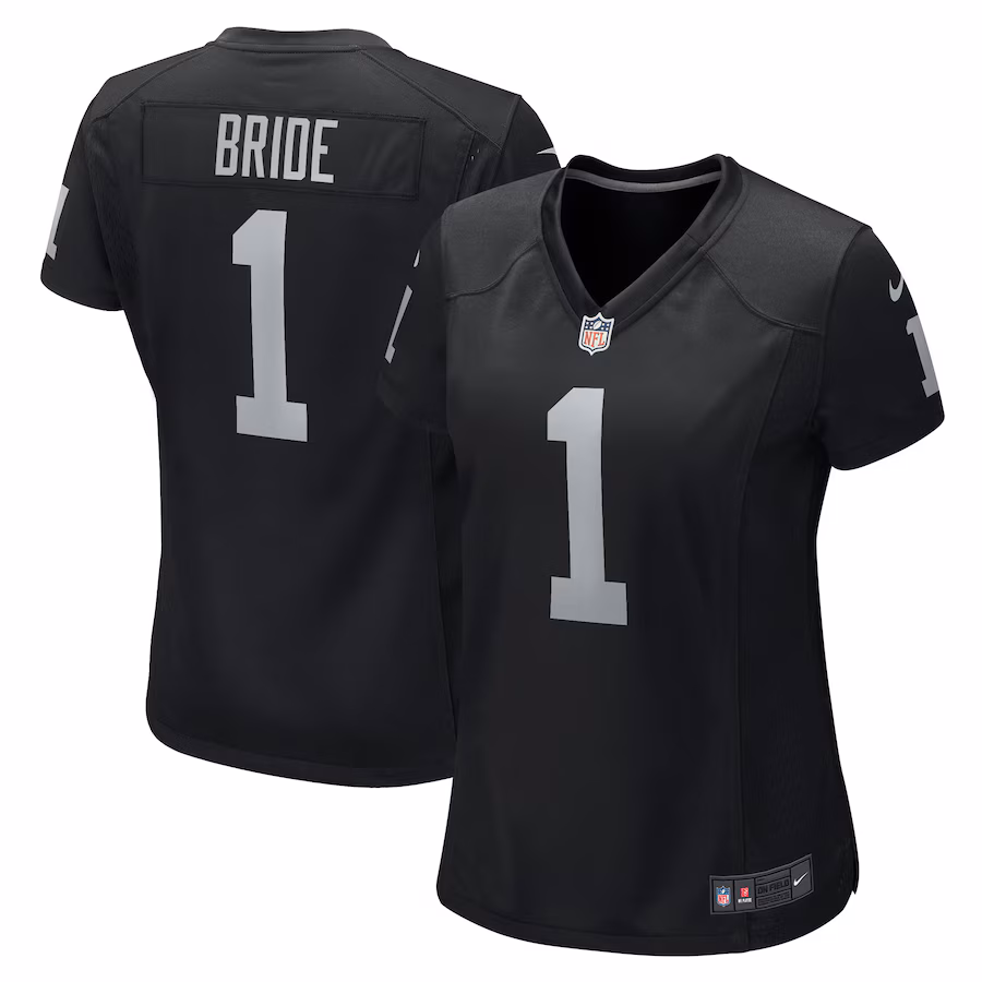Women's Las Vegas Raiders Number 1 Bride Nike Black Game Jersey - Jersey