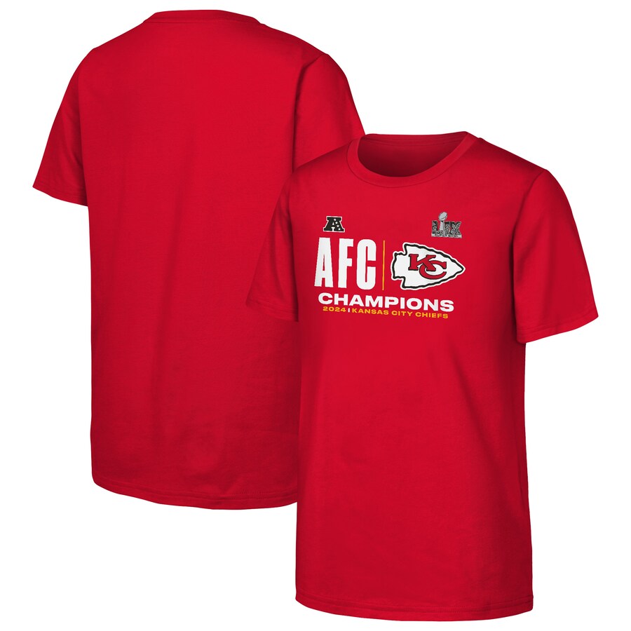 Youth Kansas City Chiefs Fanatics Red 2024 AFC Champions Hail Mary T-Shirt - Jersey