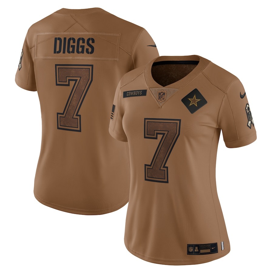 Women's Dallas Cowboys Trevon Diggs Nike Brown 2023 Salute To Service Limited Jersey - Jersey