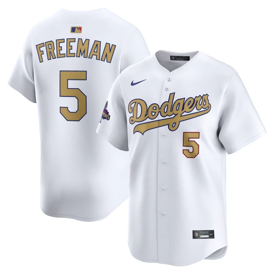 Men's Los Angeles Dodgers Freddie Freeman Nike White 2025 Gold Collection Limited Jersey - Jersey