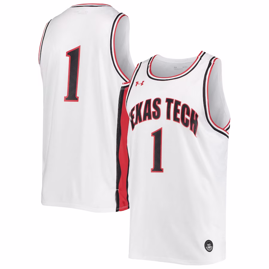 #1 Texas Tech Red Raiders Under Armour Replica Basketball Jersey - White - Jersey