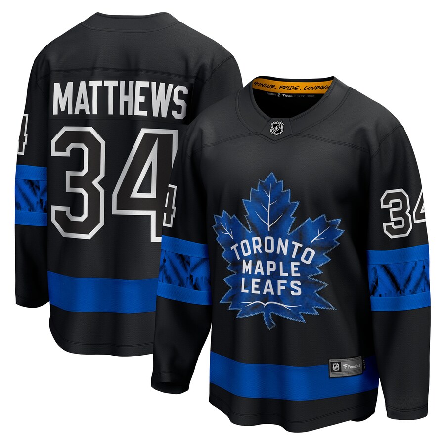 Men's Toronto Maple Leafs Auston Matthews Fanatics Branded Black Alternate Premier Breakaway Reversible Player Jersey - Jersey