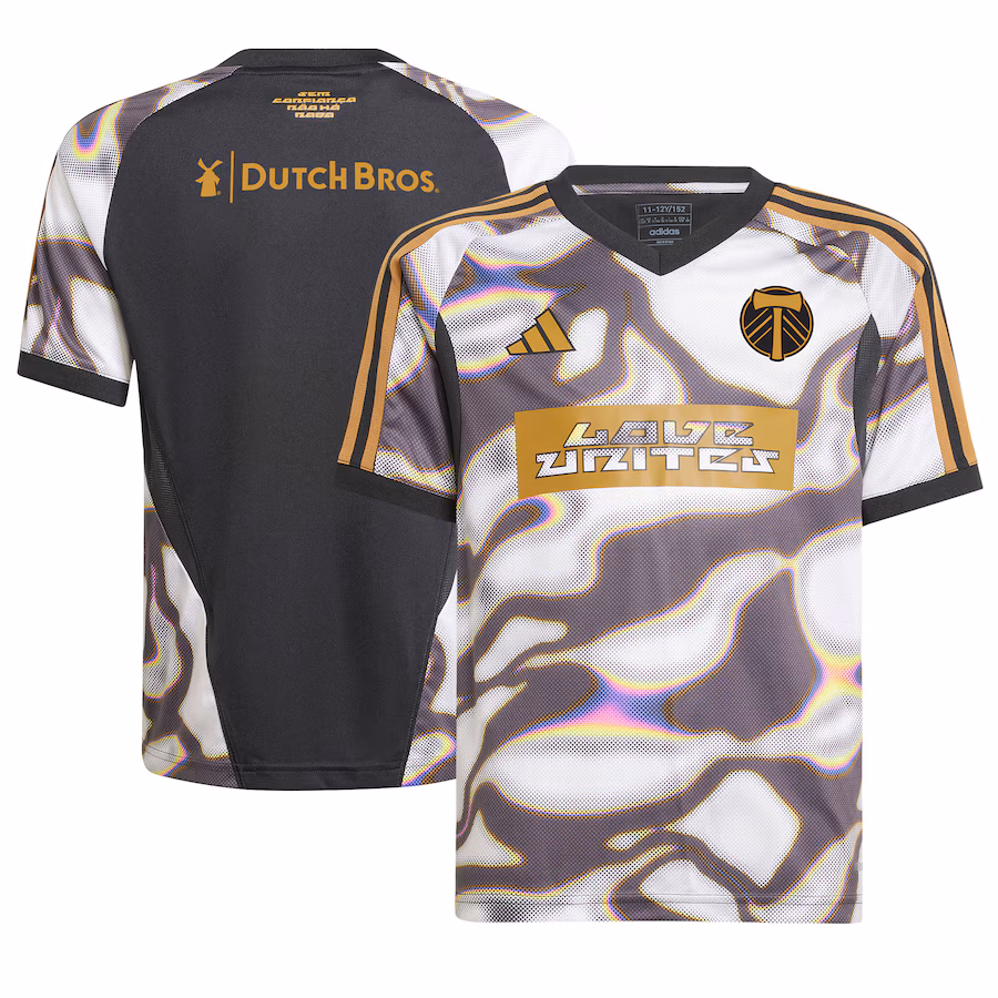 Youth Portland Timbers adidas Black 2024 Pride Pre-Match Top - Jersey