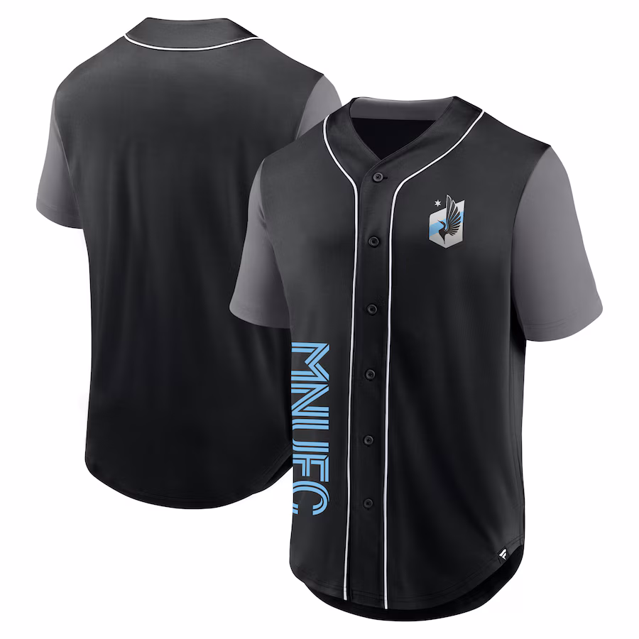 Men's Minnesota United FC Fanatics Black Balance Fashion Baseball Jersey - Jersey