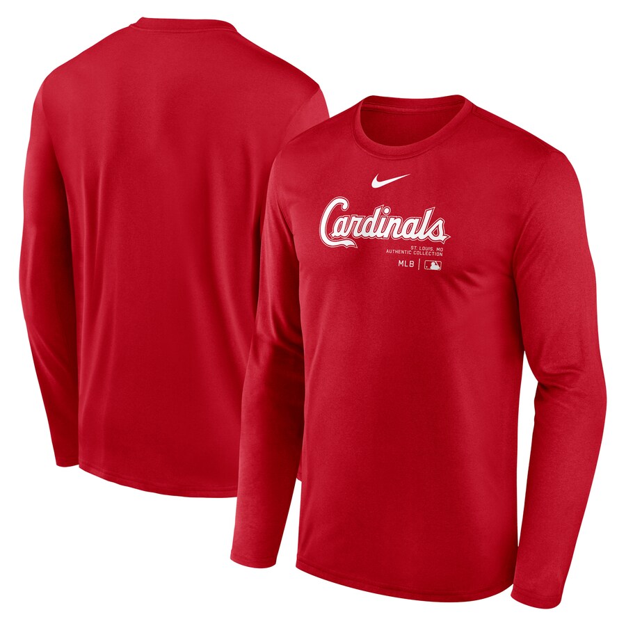 Men's St. Louis Cardinals Nike Red Authentic Collection Practice Performance Long Sleeve T-Shirt - Jersey