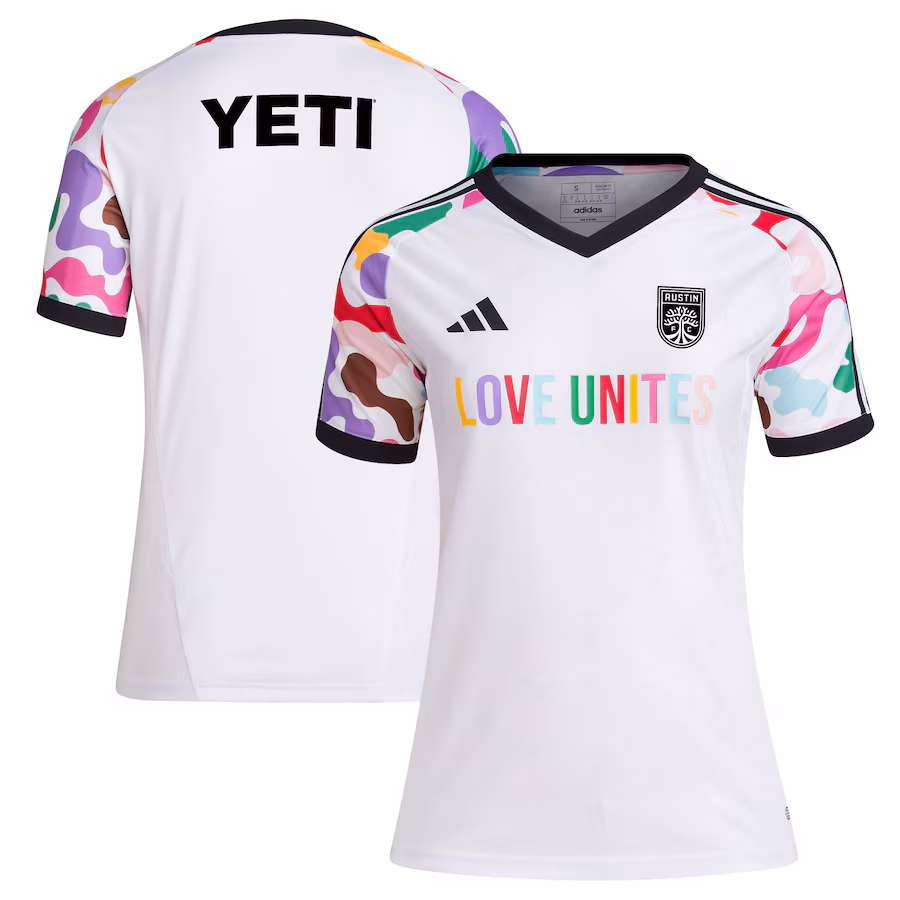 Women's Austin FC adidas White 2023 Pride Pre-Match Top - Jersey