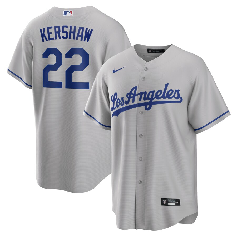 Men's Los Angeles Dodgers Clayton Kershaw Nike Gray Road Replica Player Name Jersey - Jersey