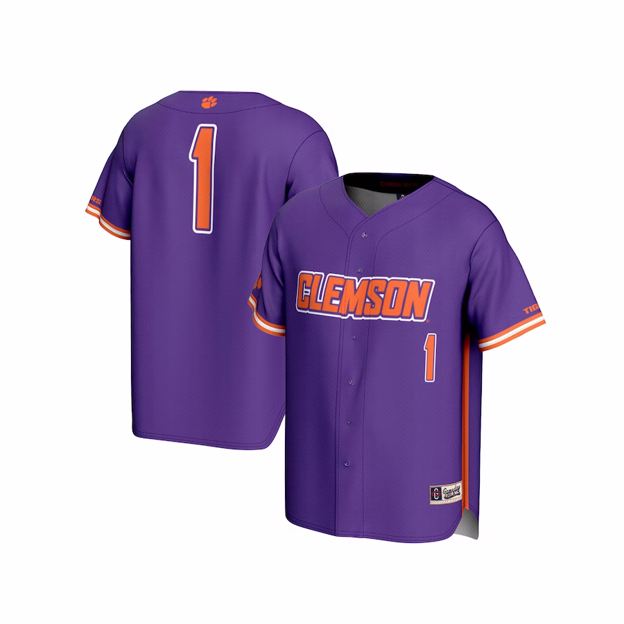 #1 Clemson Tigers GameDay Greats Youth Lightweight Baseball Fashion Jersey - Purple - Jersey