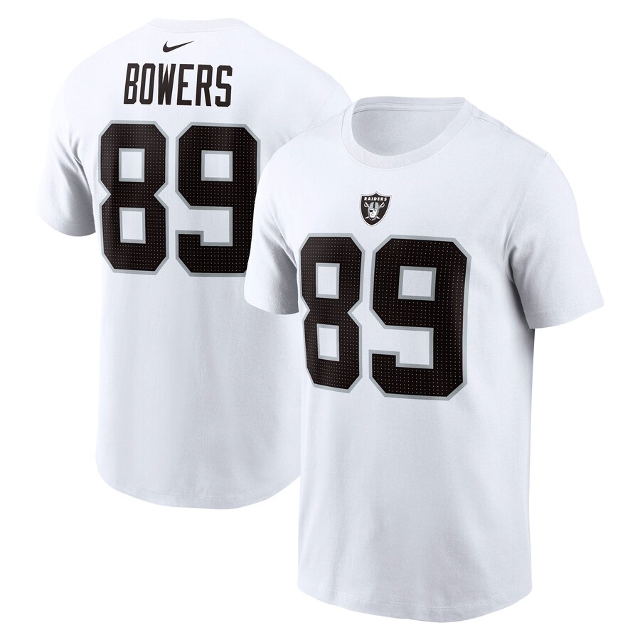 Men's Las Vegas Raiders Brock Bowers Nike White Name & Number T-Shirt - Jersey