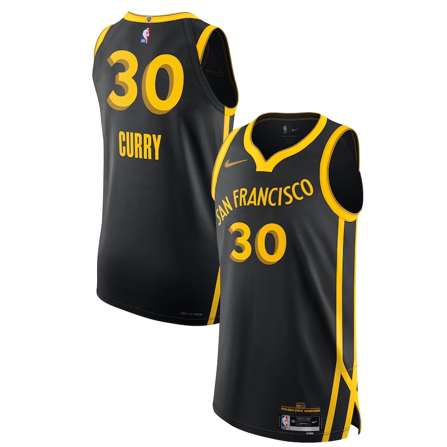 Men's Golden State Warriors Stephen Curry Nike Black  Authentic Jersey - City Edition - Jersey