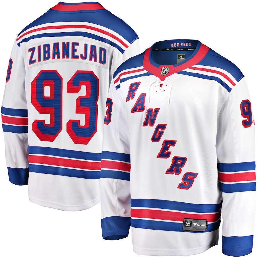 Men's New York Rangers Mika Zibanejad Fanatics White Away Premier Breakaway Player Jersey - Jersey