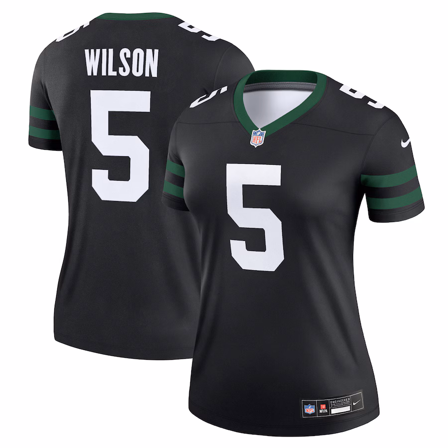 Women's New York Jets Garrett Wilson Nike Legacy Black Alternate Legend Player Performance Top - Jersey