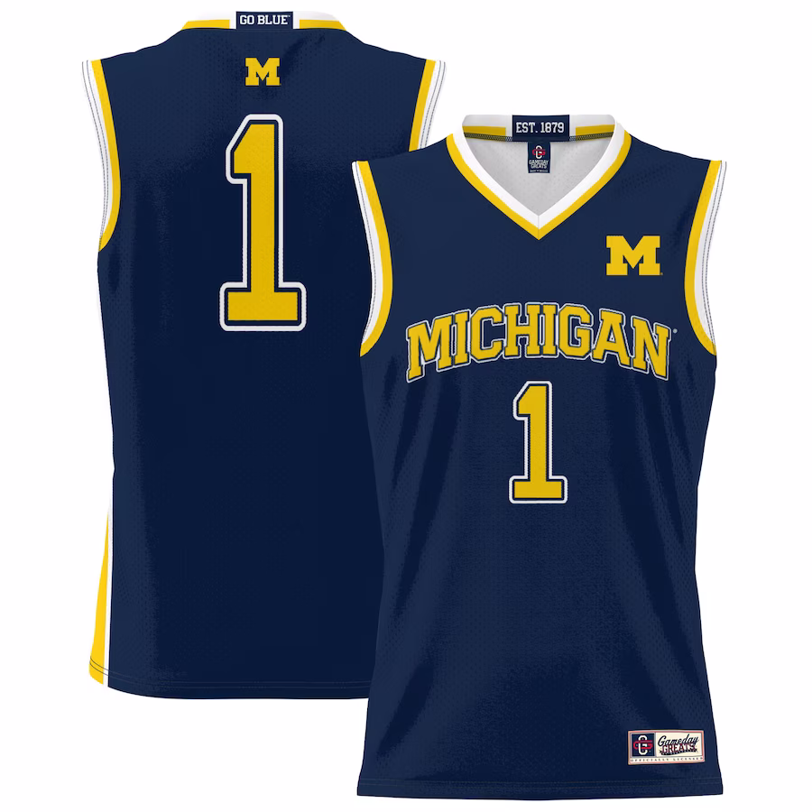 #1 Michigan Wolverines GameDay Greats Youth Lightweight Basketball Jersey - Navy - Jersey