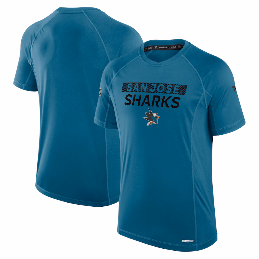 Men's San Jose Sharks Fanatics Teal Authentic Pro Rink Tech T-Shirt - Jersey