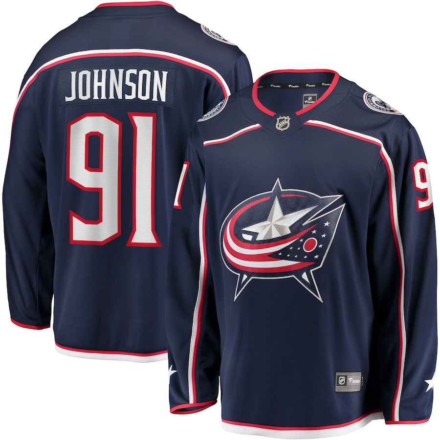 Men's Columbus Blue Jackets Kent Johnson Fanatics Navy Home Breakaway Jersey - Jersey