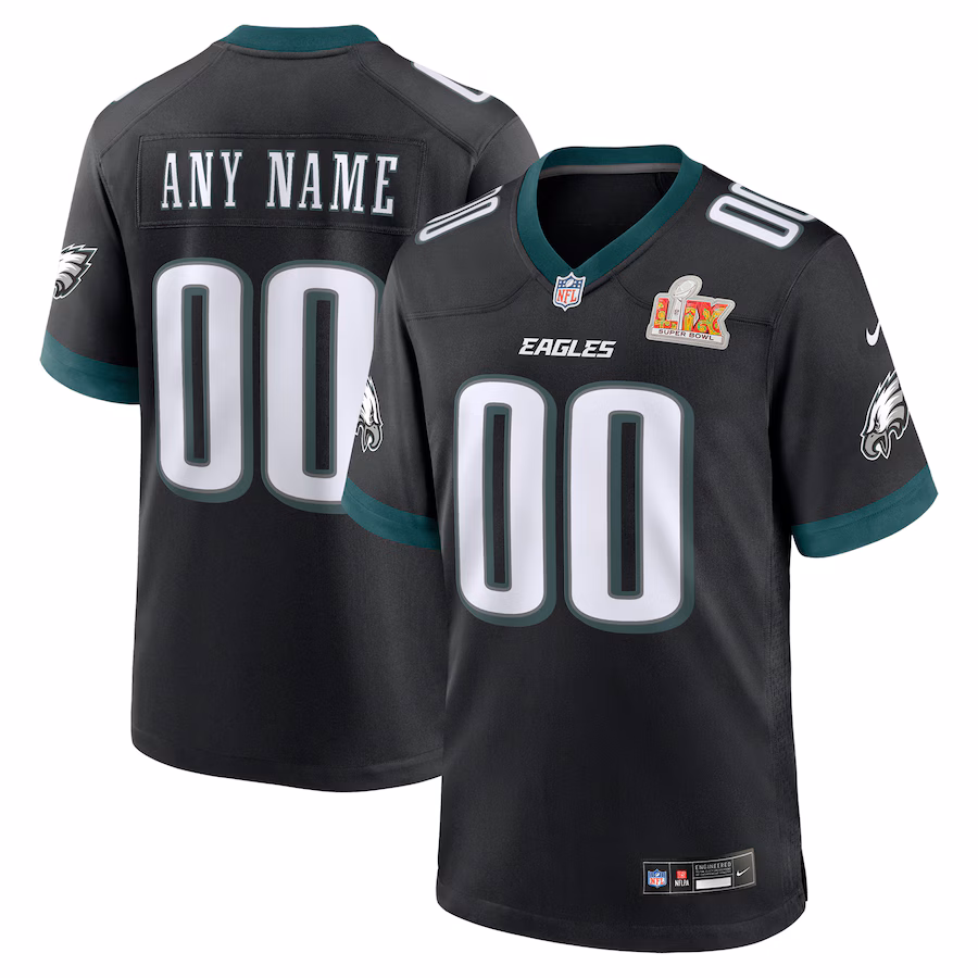 Men's Philadelphia Eagles  Nike Black Super Bowl LIX Custom Alternate Game Jersey - Jersey
