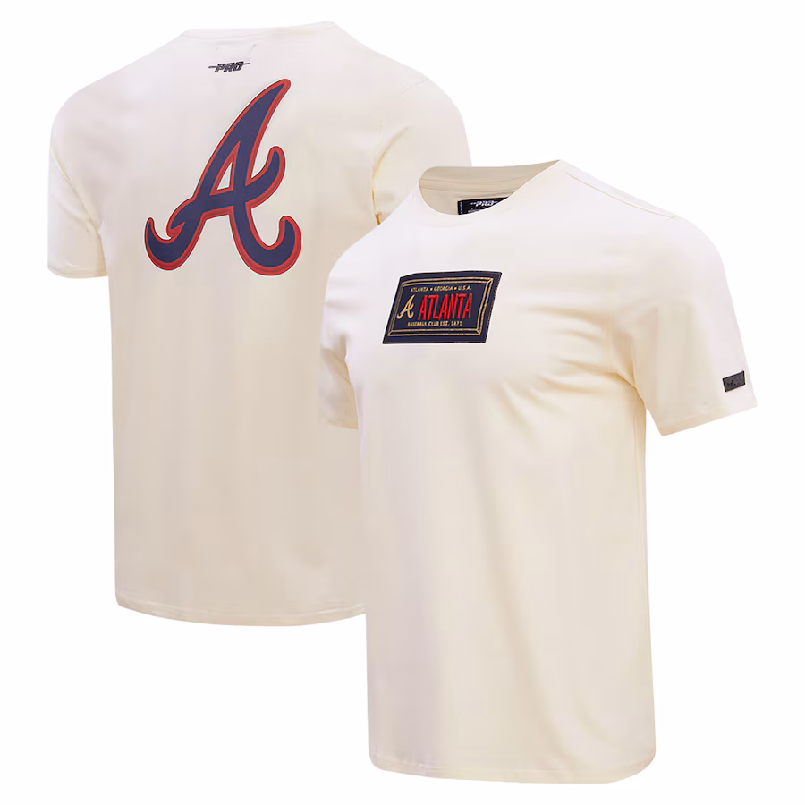 Men's Atlanta Braves Pro Standard Cream Club Member Badge T-Shirt - Jersey