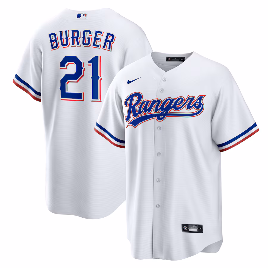 Men's Texas Rangers Jake Burger Nike White Home Replica Jersey - Jersey
